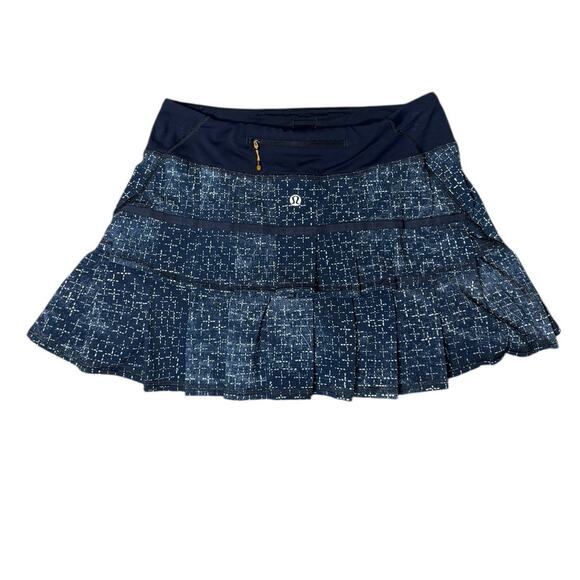 Lululemon Pace Setter Skirt/Skort  Exploded Sashiko Cross Inkwell Ghost  Size 4 - Picture 7 of 11